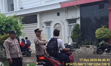 Dalam Rangka Pelayanan Kepada Masyarakat, Polsek Kaliwedi Laksanakan Giat Rutin PH Pagi Di Depan SMPN 1 Kaliwedi Kec.Kaliwedi Kab. Cirebon